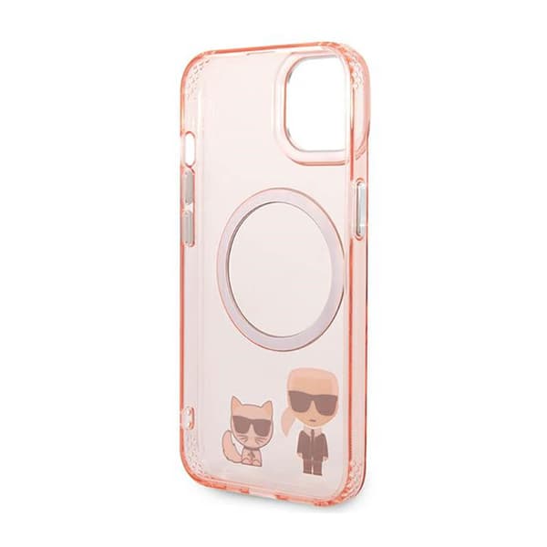 Karl Lagerfeld Karl & Choupette Aluminum MagSafe - iPhone 14 Plus cover (lyserød)