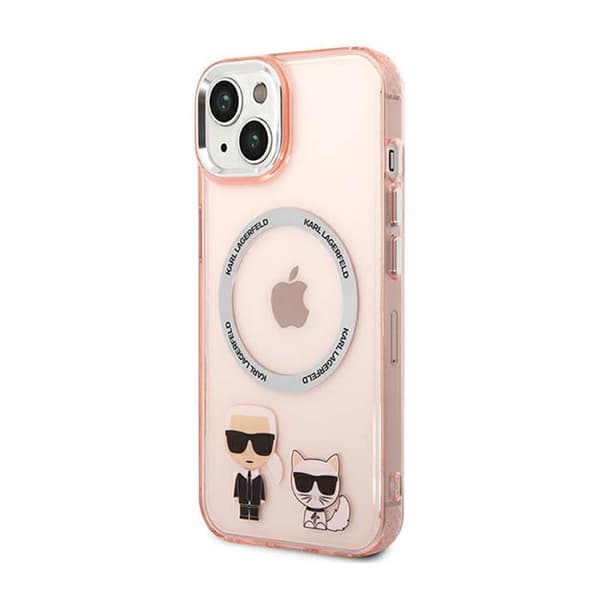 Karl Lagerfeld Karl & Choupette Aluminum MagSafe - iPhone 14 Plus cover (lyserød)
