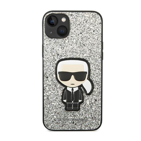 Karl Lagerfeld Glitter Flakes Ikonik - iPhone 14 Plus -suojakuori (hopea)