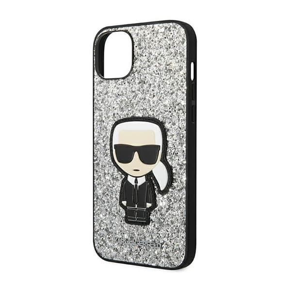 Karl Lagerfeld Glitter Flakes Ikonik - iPhone 14 Plus -suojakuori (hopea)