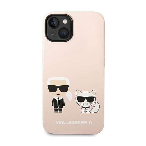 Karl Lagerfeld flydende silikone Karl & Choupette MagSafe - iPhone 14 Plus cover (lyserød)