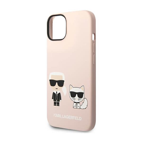 Karl Lagerfeld flydende silikone Karl & Choupette MagSafe - iPhone 14 Plus cover (lyserød)