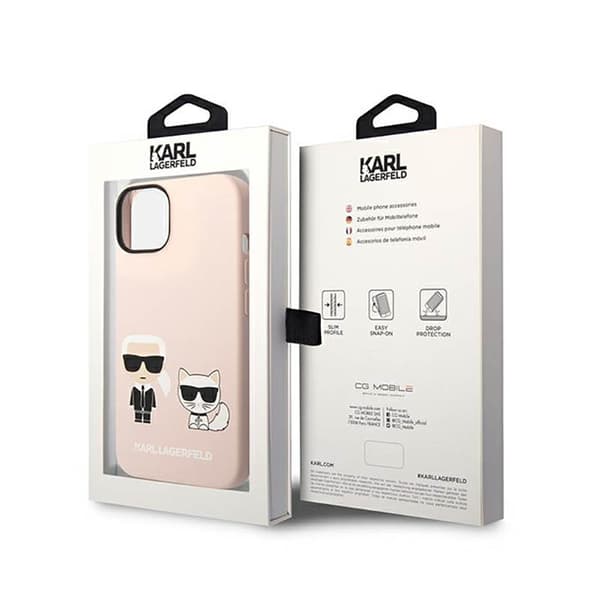 Karl Lagerfeld flydende silikone Karl & Choupette MagSafe - iPhone 14 Plus cover (lyserød)