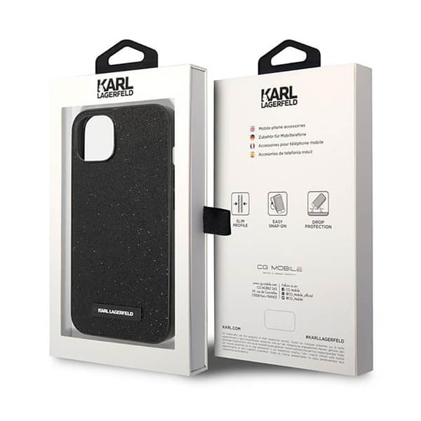 Karl Lagerfeld Glitter Plaque Logo - iPhone 14 Plus cover (sort)
