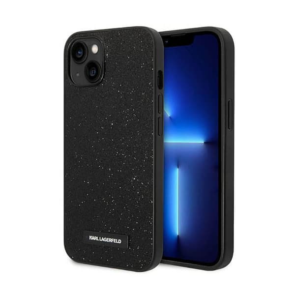 Karl Lagerfeld Glitter Plaque Logo - iPhone 14 Plus cover (sort)