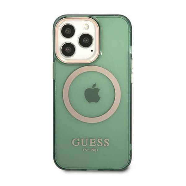 Guess Gold Outline Translucent MagSafe - iPhone 13 Pro cover (grøn)