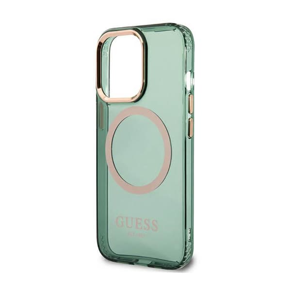 Guess Gold Outline Translucent MagSafe - iPhone 13 Pro cover (grøn)