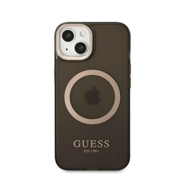 Guess Gold Outline läpikuultava MagSafe - iPhone 13 -kotelo (musta)
