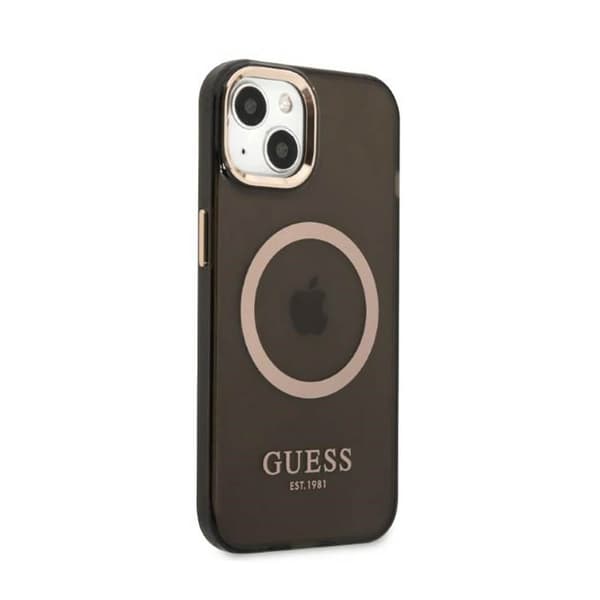 Guess Gold Outline läpikuultava MagSafe - iPhone 13 -kotelo (musta)