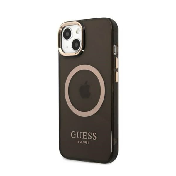 Guess Gold Outline läpikuultava MagSafe - iPhone 13 -kotelo (musta)