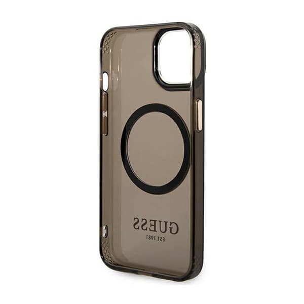 Guess Gold Outline Translucent MagSafe - iPhone 14 Plus cover (sort)