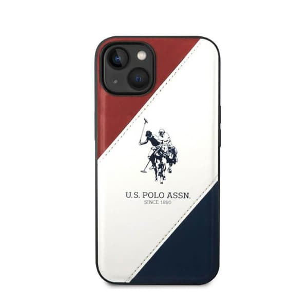 US Polo Assn Tricolor Embossed - iPhone 14 Plus cover (hvid)