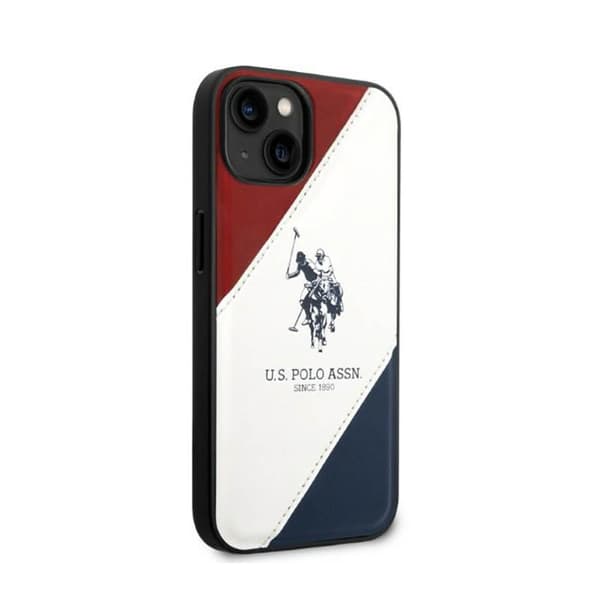 US Polo Assn Tricolor Embossed - iPhone 14 Plus cover (hvid)