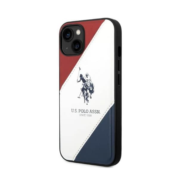 US Polo Assn Tricolor Embossed - iPhone 14 Plus cover (hvid)