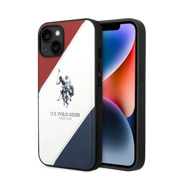 US Polo Assn Tricolor Embossed - iPhone 14 Plus cover (hvid)