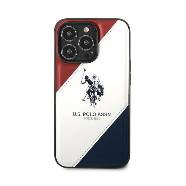 US Polo Assn Tricolor kohokuvioitu - iPhone 14 Pro Max -kotelo (valkoinen)