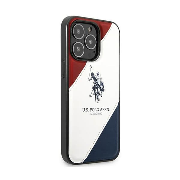 US Polo Assn Tricolor kohokuvioitu - iPhone 14 Pro Max -kotelo (valkoinen)