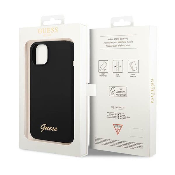Guess silikoninen Vintage - iPhone 14 Plus -suojakuori (musta)