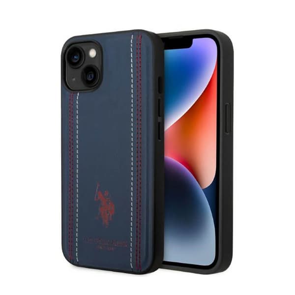 US Polo Assn Lædersøm - iPhone 14 cover (Marineblå)