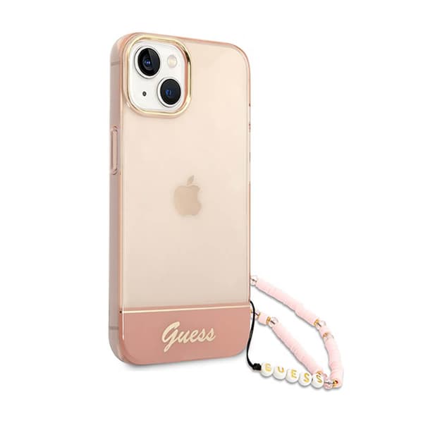 Guess Translucent Pearl Strap - iPhone 14 Plus cover (lyserød)