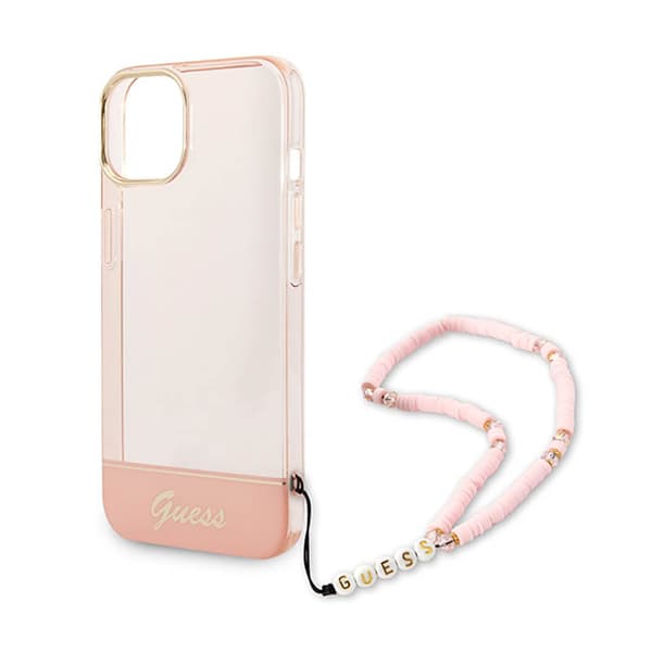 Guess Translucent Pearl Strap - iPhone 14 Plus cover (lyserød)