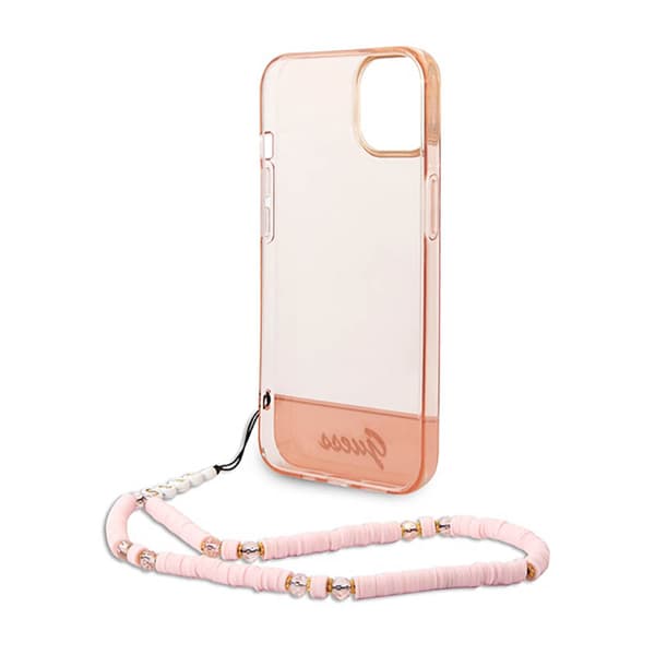 Guess Translucent Pearl Strap - iPhone 14 Plus cover (lyserød)