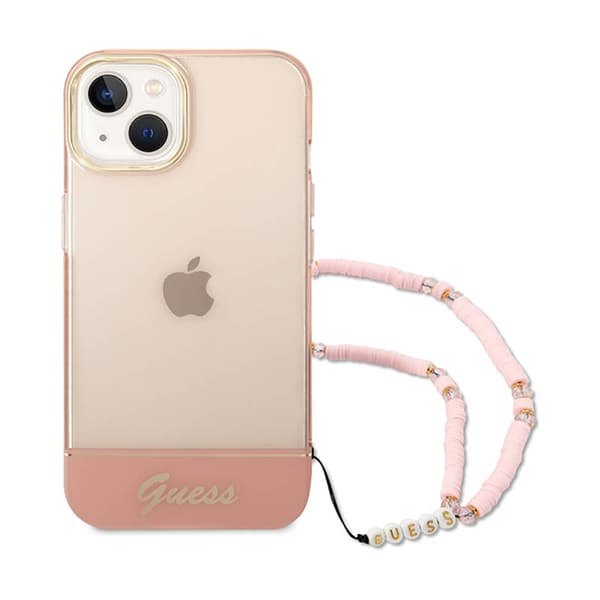 Guess Translucent Pearl Strap - iPhone 14 Plus cover (lyserød)