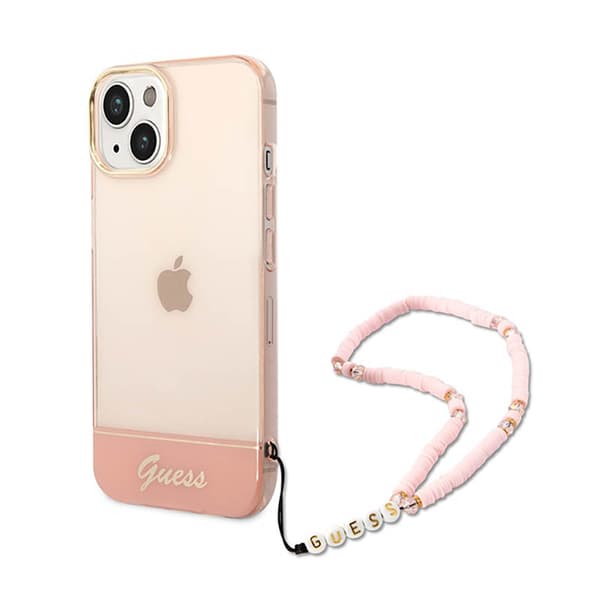 Guess Translucent Pearl Strap - iPhone 14 Plus cover (lyserød)