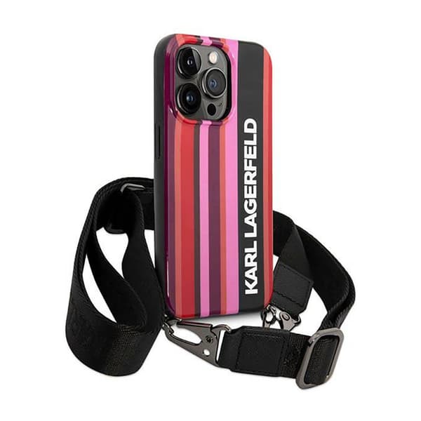 Karl Lagerfeld Color Stripes Strap - iPhone 14 Pro cover (lyserød)