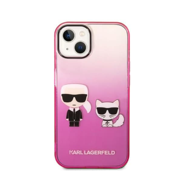 Karl Lagerfeld Gradient Iconic Karl & Choupette - iPhone 14 Plus cover (lyserød)