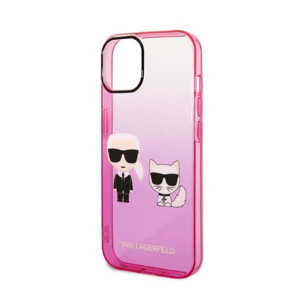 Karl Lagerfeld Gradient Iconic Karl & Choupette - iPhone 14 Plus cover (lyserød)