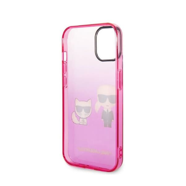 Karl Lagerfeld Gradient Iconic Karl & Choupette - iPhone 14 Plus cover (lyserød)