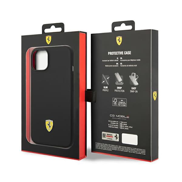 Ferrari Silikone Metal Logo - iPhone 14 Plus Cover (Sort)