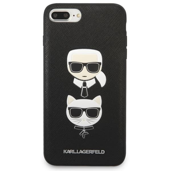 Karl Lagerfeld Saffiano Karl & Choupette Heads - iPhone 8 Plus / 7 Plus-skal (svart)