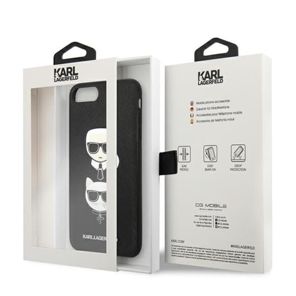 Karl Lagerfeld Saffiano Karl & Choupette Heads - iPhone 8 Plus / 7 Plus-skal (svart)