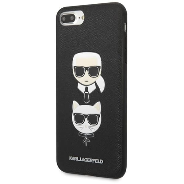 Karl Lagerfeld Saffiano Karl & Choupette Heads - iPhone 8 Plus / 7 Plus-skal (svart)