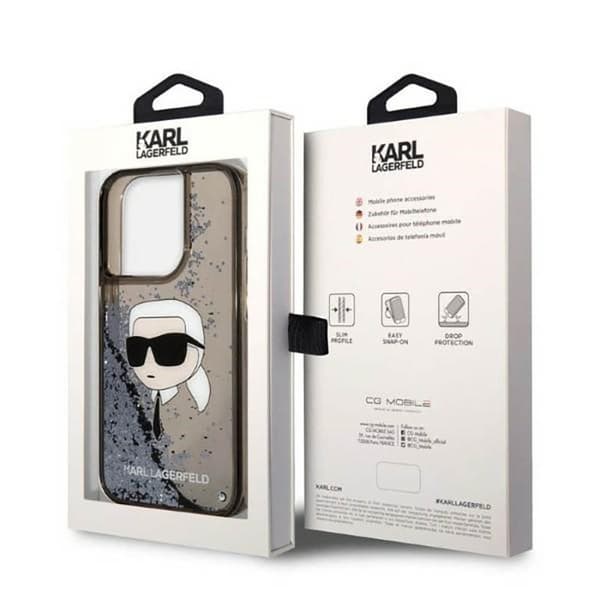 Karl Lagerfeld Liquid Glitter NFT Karl's Head - iPhone 14 Pro Max cover (sort)