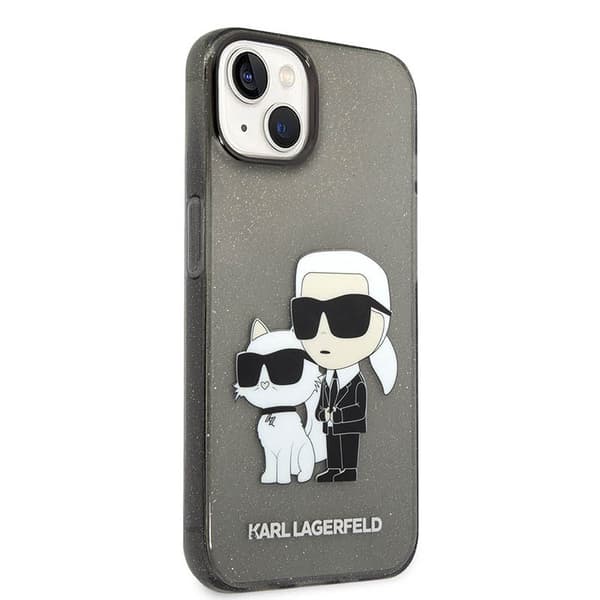Karl Lagerfeld IML Glitter NFT Karl & Choupette - iPhone 14 Plus cover (sort)