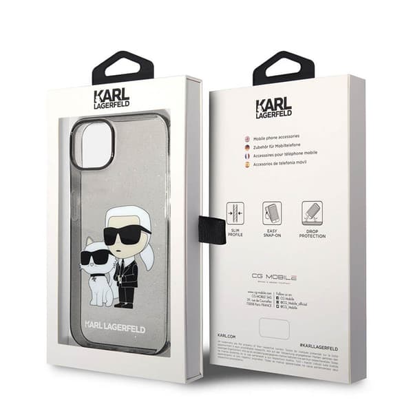 Karl Lagerfeld IML Glitter NFT Karl & Choupette - iPhone 14 Plus cover (sort)