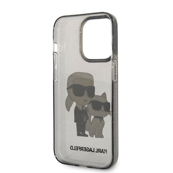 Karl Lagerfeld IML Glitter NFT Karl & Choupette - iPhone 14 Pro Max -suojakuori (musta)