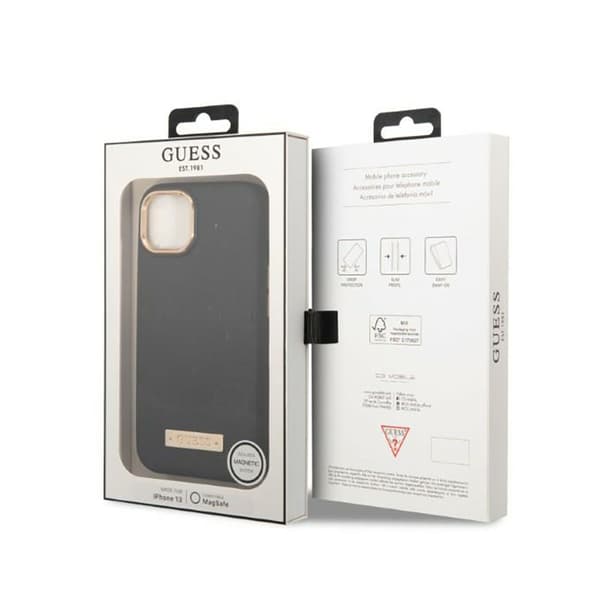 Guess Peony Logo Plate MagSafe - iPhone 13-skal (svart)