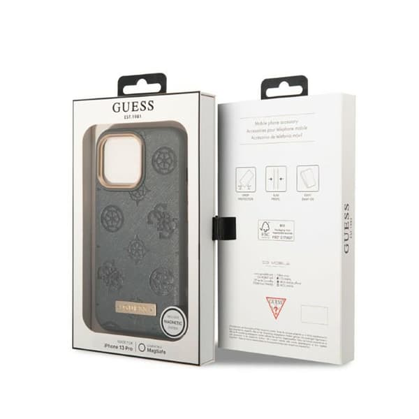 Guess Peony Logo Plate MagSafe - iPhone 13 Pro Max cover (grå)