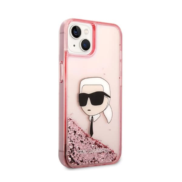 Karl Lagerfeld Liquid Glitter NFT Karl's Head - iPhone 14 Plus cover (lyserød)