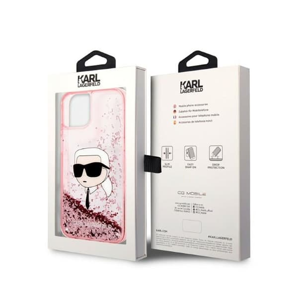 Karl Lagerfeld Liquid Glitter NFT Karl's Head - iPhone 14 Plus cover (lyserød)
