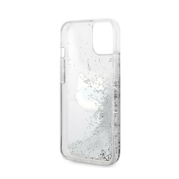 Karl Lagerfeld Liquid Glitter NFT Choupette Head - iPhone 14 Plus -suojakuori (hopea)