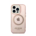 Miniatyrbillede 3 af 8: Guess Gold Outline Translucent MagSafe - iPhone 14 Pro cover (lyserød)