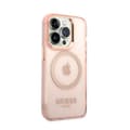 Miniatyrbillede 4 af 8: Guess Gold Outline Translucent MagSafe - iPhone 14 Pro cover (lyserød)