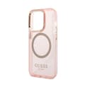 Miniatyrbillede 6 af 8: Guess Gold Outline Translucent MagSafe - iPhone 14 Pro cover (lyserød)