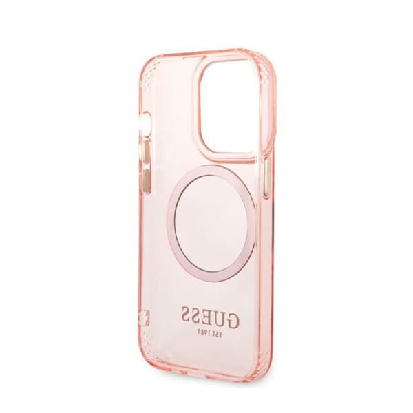 Guess Gold Outline Translucent MagSafe - iPhone 14 Pro cover (lyserød)