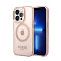 Miniatyrbillede 1 af 8: Guess Gold Outline Translucent MagSafe - iPhone 14 Pro cover (lyserød)